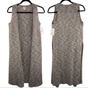 🆕 LuLaRoe Joy Brown & Cream Long Length Sleeveless Duster Cardigan
